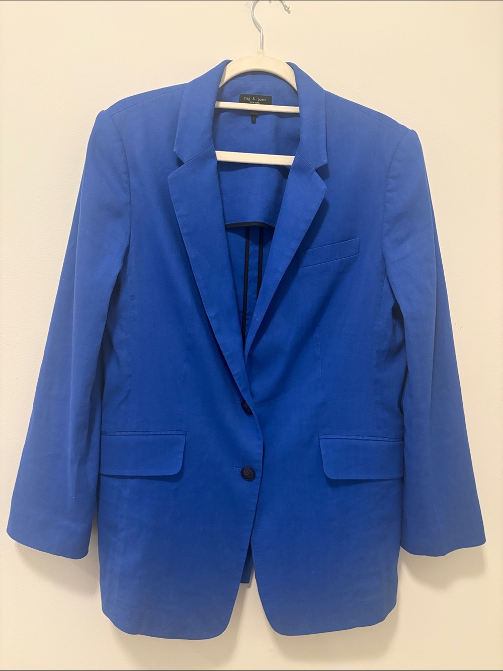 Rag & Bone royal blue linen blend blazer